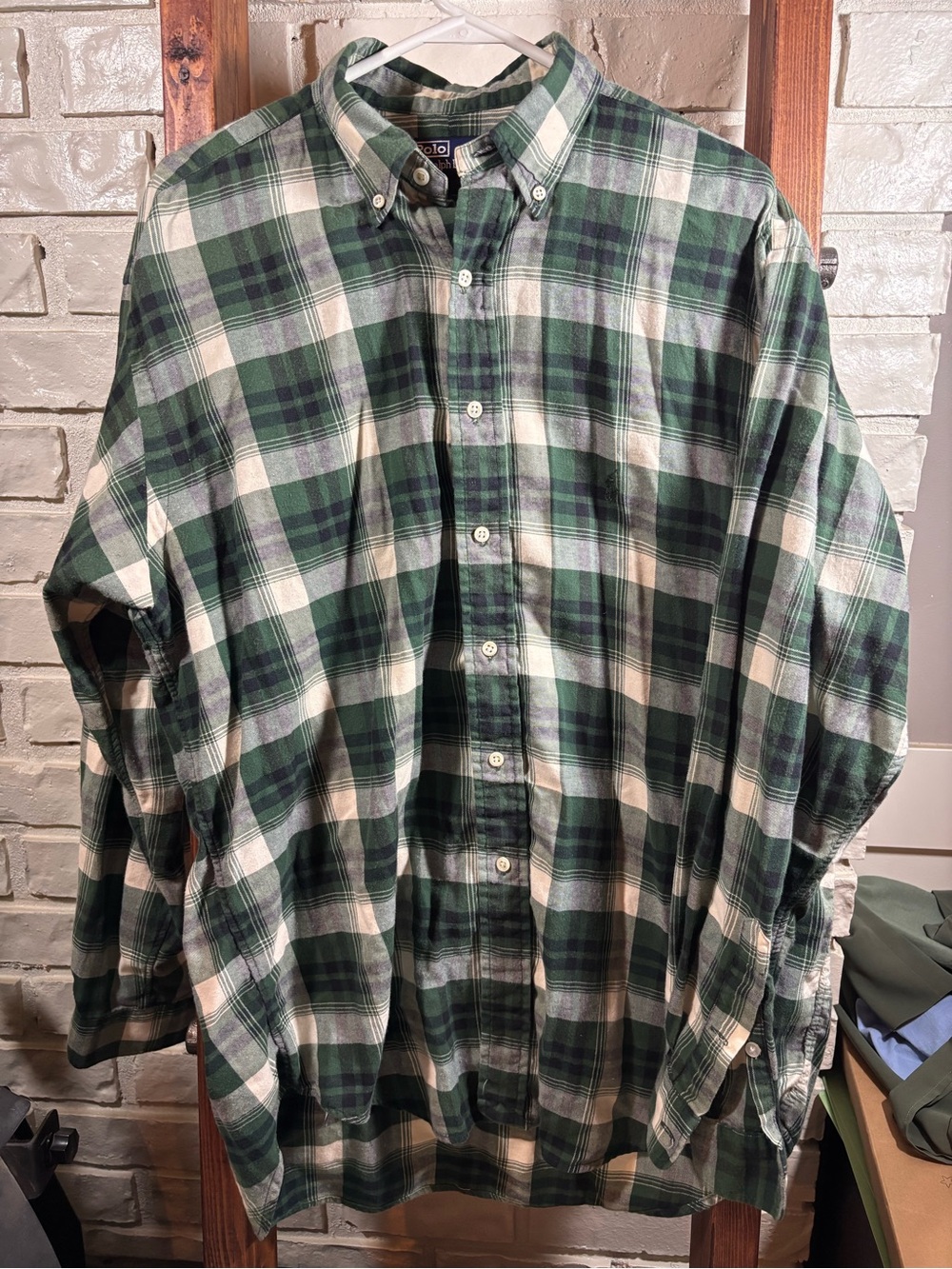 Polo Ralph Lauren Men's Large Workshirt Flannel Plaid Long Sleeve Heavy Cotton